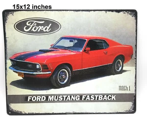 Ford Mustang Fastback Mach1 Auto Retro Garage Wanddeko Blechschild, Männerhöhle - Bild 1 von 1