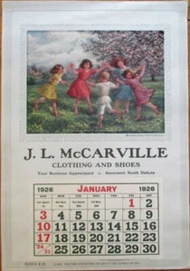 Calendari pubblicitari Bonesteel, SD & Forest Park, IL 1926 - Banca di Stato e abbigliamento - Foto 1 di 2
