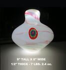 *MURANO &quot;WHITE w RED FIORI&quot; 2 LAYER CASED GLASS VASE 1/2&quot; THICK, 9&quot; X 8&quot;, 7 LBS.