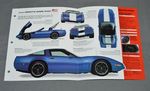 1996 CHEVROLET CORVETTE GRAND SPORT Car SPEC SHEET BROCHURE PHOTO BOOKLET - Picture 1 of 2