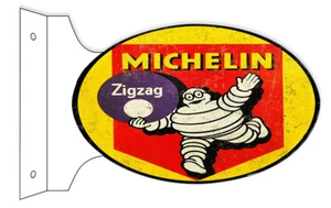 MICHELIN ZIGZAG TIRES 18" HEAVY DUTY USA MADE METAL DOUBLE SIDED GAS ADV SIGN - Picture 1 of 1