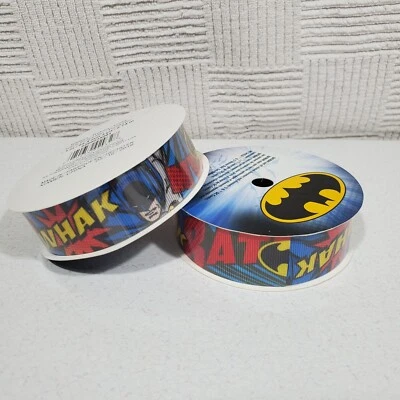 Lot of 2 Batman Simplicity RIBBON 1 inch /25.4 Mm 3 Yards/2.74  Swack! Comics  - Image 1 of 4