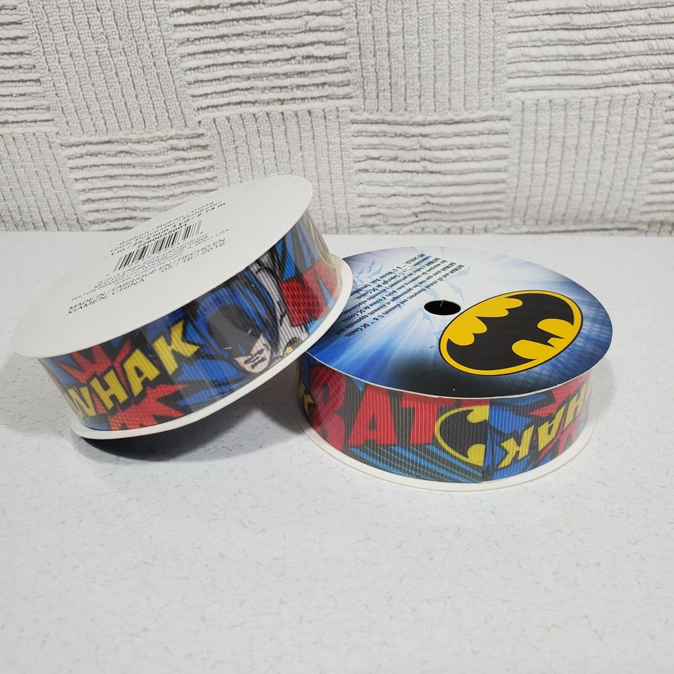 Lot of 2 Batman Simplicity RIBBON 1 inch /25.4 Mm 3 Yards/2.74  Swack! Comics  - Image 1 of 4
