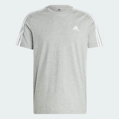 Adidas Grey men Essentials Single Jersey 3-Stripes T-SHIRT SZ: 2XL 2X XXL NWT - Image 1 of 2