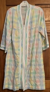 National House Dress MEDIUM Rainbow Checked 3/4 Sleeve Pockets Zip MuuMuu - Picture 1 of 7
