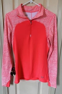 Under Armour Shirt Womens Medium Neon Pink Qualifier Fitted Cold Gear 1/4 Zip - Picture 1 of 5