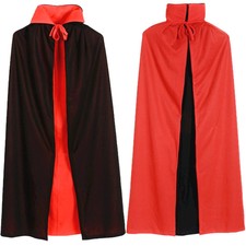 Mantello Unisex Extra Lungo Double Face Rosso Nero x Costume Halloween Carnevale