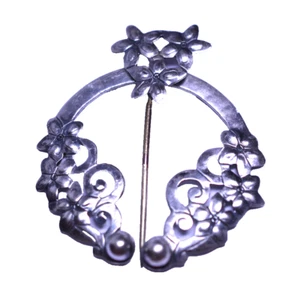 VTG ARTS & CRAFTS STAVRE GREGOR PANIS STERLING SILVER KILT SCARF CAPE PIN BROOCH - Picture 1 of 5