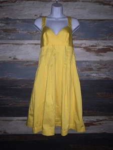 Calvin Klein Yellow Cotton Stretch Pleated Dress Size 8 Medium Classy NWT - Picture 1 of 7