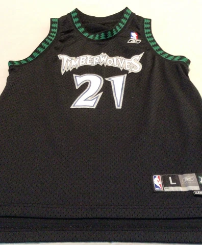 Reebok ~ Black Minnesota Timberwolves Basketball Jersey #21 Garnett ~ Size Large Cover