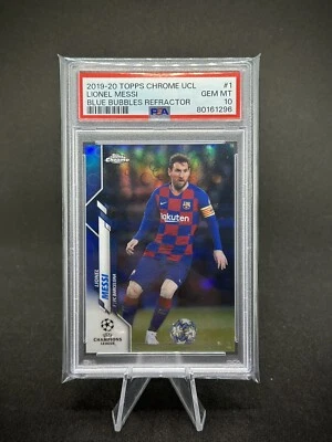 Lionel Messi 2019 Topps Chrome UCL Blue Bubbles Refractor SP FC Barcelona - Image 1 of 2