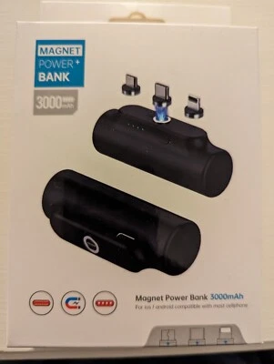 MAGNETIC POWER BANK 3000mah MINI WIRELESS CHARGER 3 IN 1, MOBILE, PORTABLE - Image 1 of 4