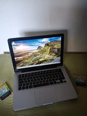 MACBOOK 5.1 13,3 A1278 2010 core 2 nvidia  8gb 128gb ssd m2 windows 10 - Immagine 1 di 4