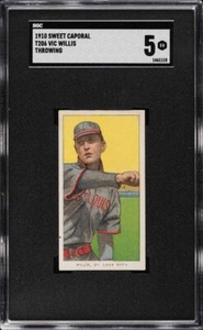 1909-11 T206 Vic Willis St. Louis HOF THROWING, SWEET CAPORAL 350/30 SGC 5 EX