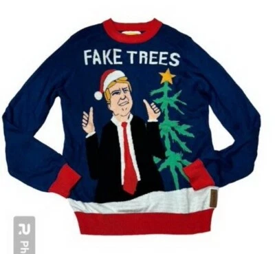 Suéter de Navidad Tipsy Elves para Hombres Donald Trump Árboles Falsos Talla Mediana Foto 1 de 2