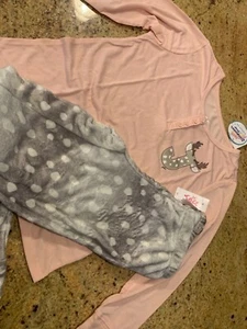 Justice Sleepwear Pajama SET NWT Girls 12 J Deer 2 Top & Bottoms SOFT pants - Picture 1 of 12