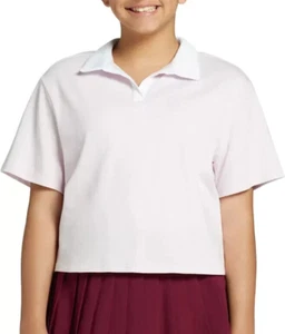 DSG Girls' Johnny Collar Short Sleeve T-Shirt, Tinted Rose, M (10-12) - Picture 1 of 2