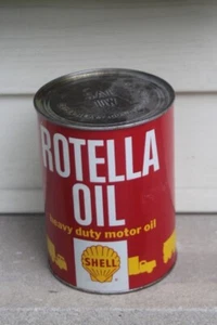 Full VINTAGE SHELL ROTELLA T MOTOR OIL QUART CAN COMPOSITE Trucks semi Tractor - Picture 1 of 4