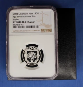 2021 Isle of Man Silver Piedfort Proof Sovereign coin NGC Graded PF68 with Case - Picture 1 of 5