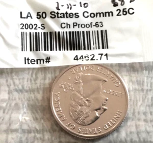 2002- S Clad Gem Proof Louisiana State Washington Quarter Sealed in Cello - Picture 1 of 2