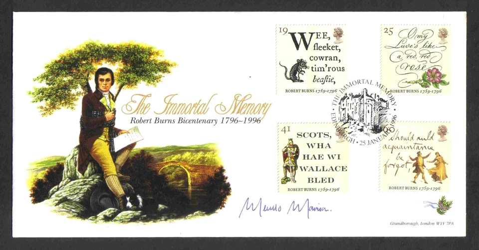 Great Britain 1996 Robert Burns complete set of 4 values (SG 1901-4) Signed FDC - Image 1 of 1