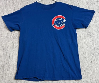 Mens MLB Majestic Chicago Cubs Kris Bryant #17 Jersey Tee T-Shirt Size L Blue - Image 1 of 4