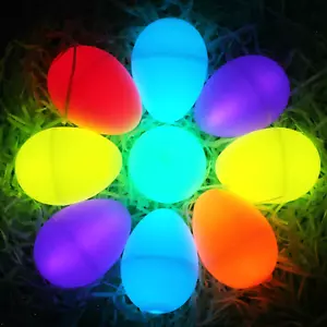 12xWhite Shell LED Battery-Powered Bulb Easter Plastic Egg Flash Light Colourful - Picture 1 of 10