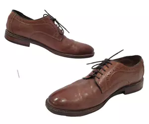 Johnston Murphy Jameson Plain Toe Men’s 12 M Brown Leather Dress Shoes Italy - Picture 1 of 7