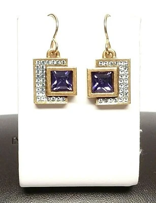 Beautiful Patricia Locke Razz Earrings Gold Plate JOY Swarovski Crystals NWOT - Image 1 of 4