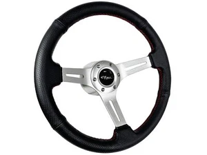 1969-88 Chevy Nova 14" 6-Bolt Perforated Black Leather Brush Steering Wheel Kit - Picture 1 of 10