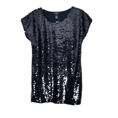 Top de lentejuelas Alfani Pure Luxe para mujer talla MP mediano pequeño negro nuevo con etiquetas Foto 1 de 4