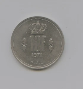 1971 MONETA CORSO DEL LUSSEMBURGO - 10 FRANCHI - Foto 1 di 2