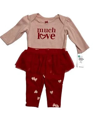 Carters San Valentín Juego de 2 Piezas Bebé Niña Talla 3M Corazones Tutú Amor Rojo Rosa Nuevo con Etiquetas Foto 1 de 4