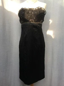 Karen Millen trägerloses schwarzes Satin verziertes Mieder Cocktailkleid, Größe 10 - Bild 1 von 12