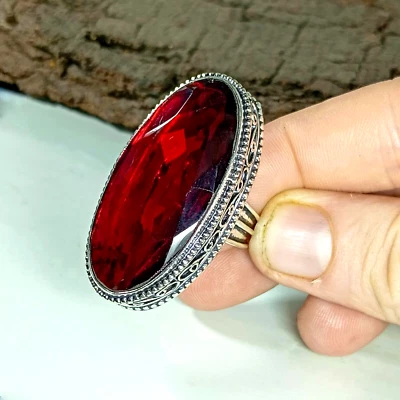 Anillo de plata granate anillo de plata de ley 925 hecho a mano anillo de piedras preciosas anillo para mujer Foto 1 de 3