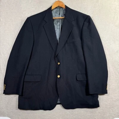 Blazer De Colección Stafford Para Hombres 46R Mezcla de Lana Worsted Azul Marino Dorado 2 Botones Preppy Usado en Excelente Condición Foto 1 de 4