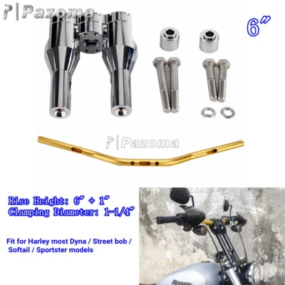 Manillar estilo club de 1-1/4" manillar recto elevador de 6+1"" para Harley Sportster Foto 1 de 4