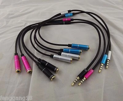 3.5mm Stereo 1 to 2 Dual Y Splitter Audio Cable Adapter Earphone Headphone Jack - Image 1 of 4