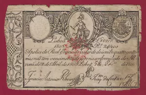 Portugal Imperial Treasury 2400 Reis 1805 P-21 RARE - Picture 1 of 2