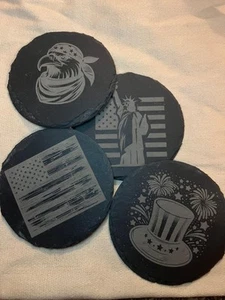 Posavasos de pizarra personalizados patrióticos - hechos a pedido - grabados personalizados - Imagen 1 de 10
