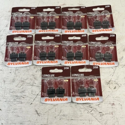 Lote De 10 Nuevos PAQUETES GEMELOS SYLVANIA 3156 LONGLIFE 12.8V 26.9W 20 BOMBILLAS BLANCO CÁLIDO Foto 1 de 4