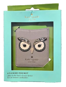2018 Kate Spade 3D grau EULE Motiv Handy Aufkleber Karte Tasche, BRANDNEU - Bild 1 von 6