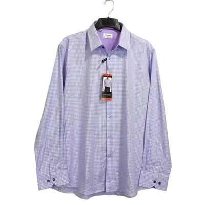 Camisa de vestir DUCHAMP London para hombre 18,5 XXL púrpura a cuadros manga larga calce ajustado Foto 1 de 4