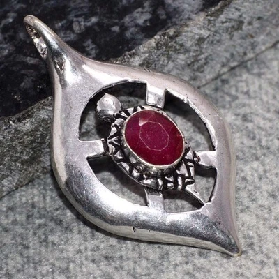 Colgante Filigrana Simulado Rubí Plata 925 Chapado 2.1" Joyería Regalo JW Foto 1 de 3