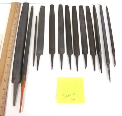 Vtg Lot 13 Pc JOHNSON Woodworking Files & Rasps Triangle, Round, Curved, Square - Image 1 of 4