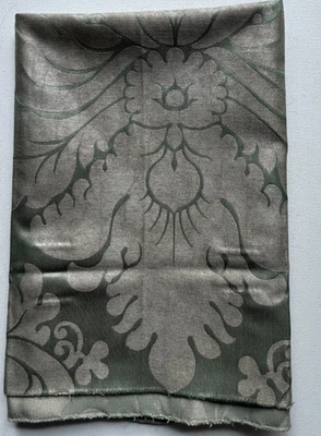 Bassanio Damask Faded Rosemary Italy  Designer  Fabric Remnant 24"x24" - Image 1 of 3