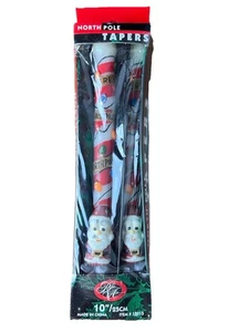 ROBERT ALAN CANDLE COMPANY Vintage 10” Santa North Pole Candle Taper Set NIB - Picture 1 of 7