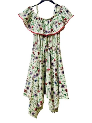BCBGirl Girls Cold Shoulder High-Low Asymmetrical Dress Floral White, Sz 10/12 - Image 1 of 4