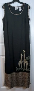 Studio Ease Linen Blend Dress Size 12 Linen Blend Giraffes Vintage 90s - Picture 1 of 6