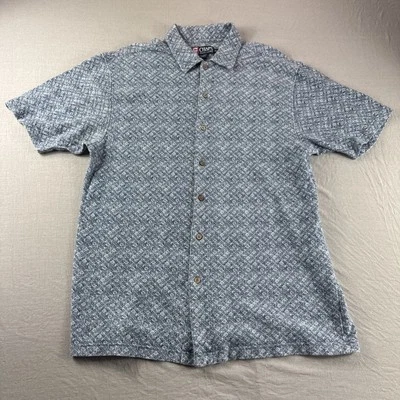 Camisa Chaps Ralph Lauren Para Hombre XL Azul Geométrica Manga Corta Abotonada Hawaiana Foto 1 de 4